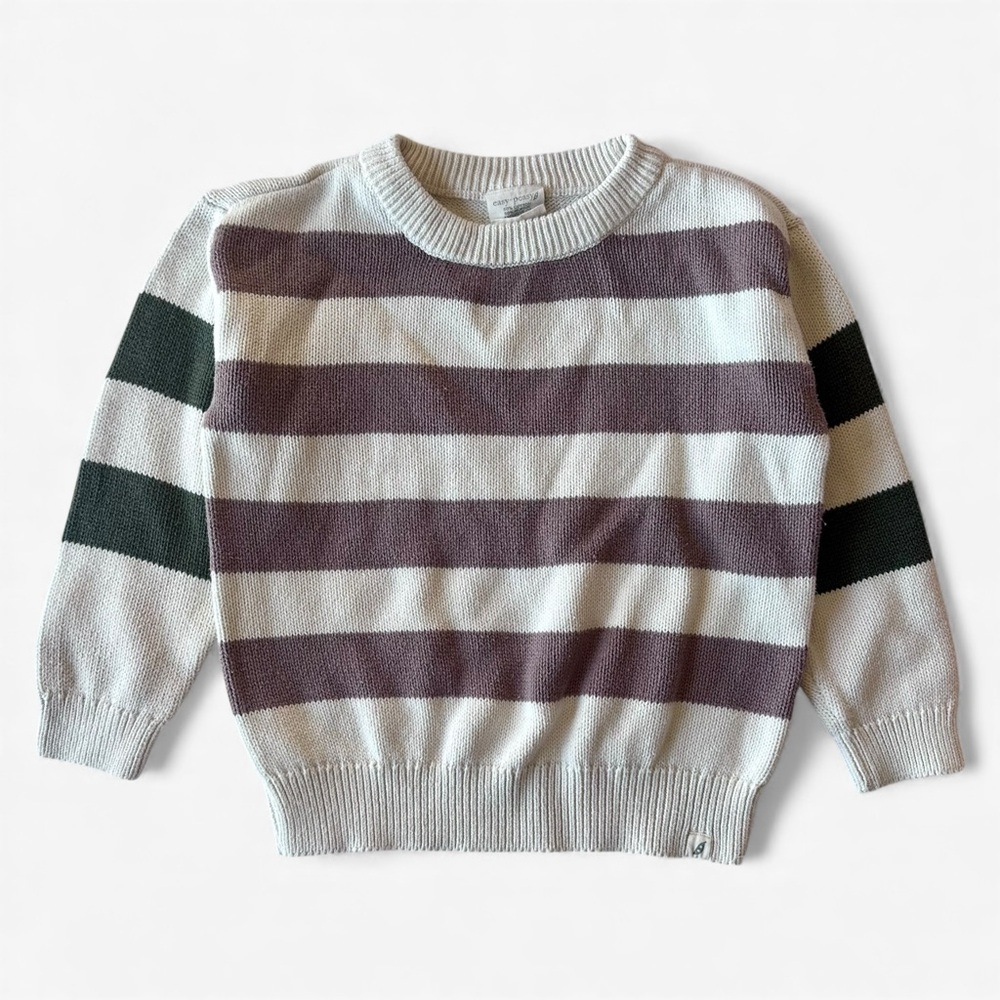 Easy Peasy Unisex 5T Striped Cotton Sweater | Soft Neutral Knit Top